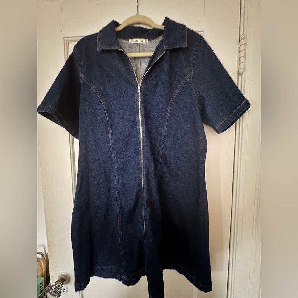 Abercrombie & Fitch Dark Blue Zip-Front Mini Dress